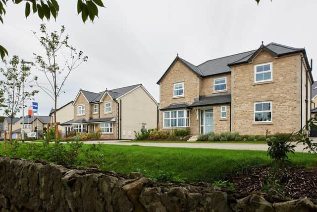 The properties built with Cumbria stone at Jones Homes’ Stonecross Meadows development in Kendal.