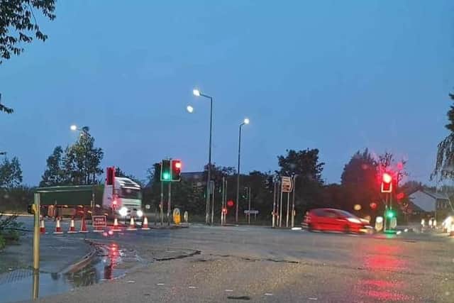 Police closed Penwortham Way for several hours on Thursday night after an accident caused by mud on the road