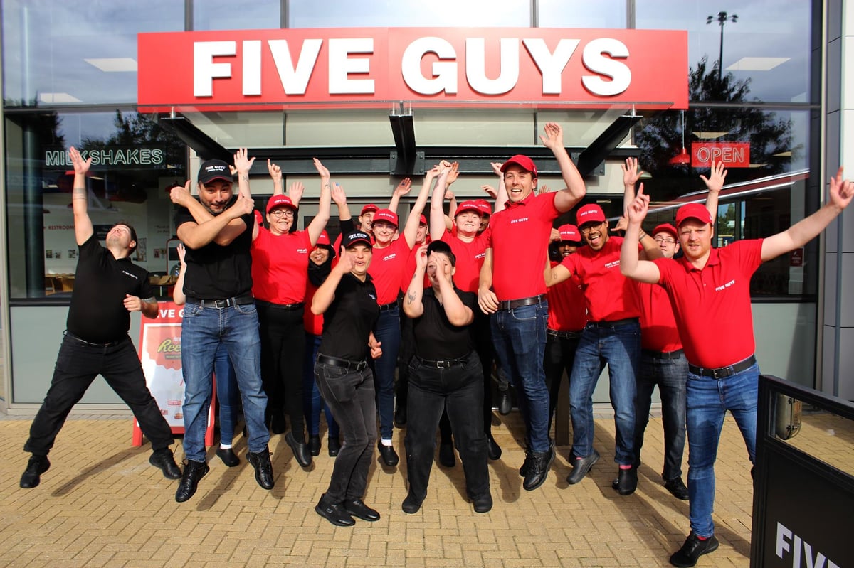 These were the scenes as the first Five Guys in Lancashire opened in Preston