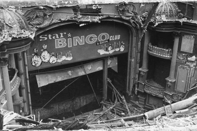 A last look at the interior of the old Empire Theatre on Tithebarn Street in Preston. The stage boards have gone and the boxes and bingo site remain - but not for long. The Empire - which opened in 1911 - was Preston's oldest surviving theatre until it was converted into a bingo hall in 1964. It was torn down in 1976