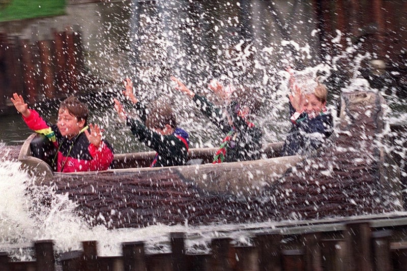 1992 Local Preston cub scouts enjoy their day out at Frontierland, Morecambe.
