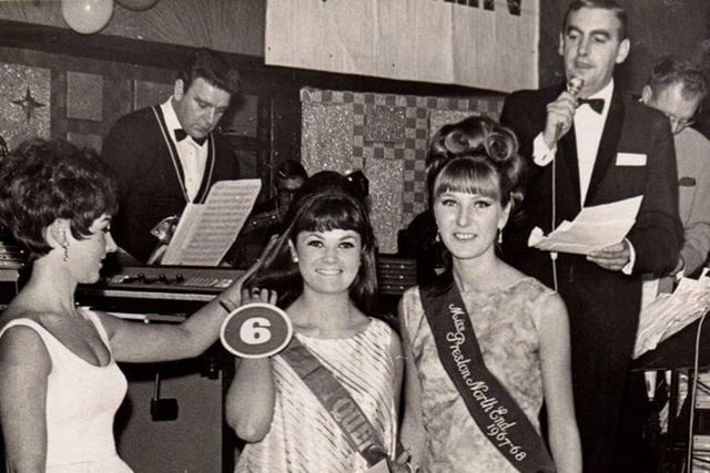 1967 - Miss Teen Queen and runner up with Miss Preston North End 1967 - 1968 at Top Rank nightclub, in Preston, from- Vin Sumner collection
