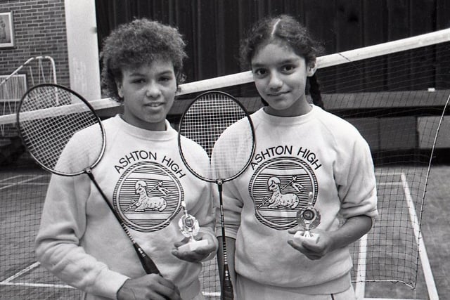 Ashton High School badminton winners in November 1984