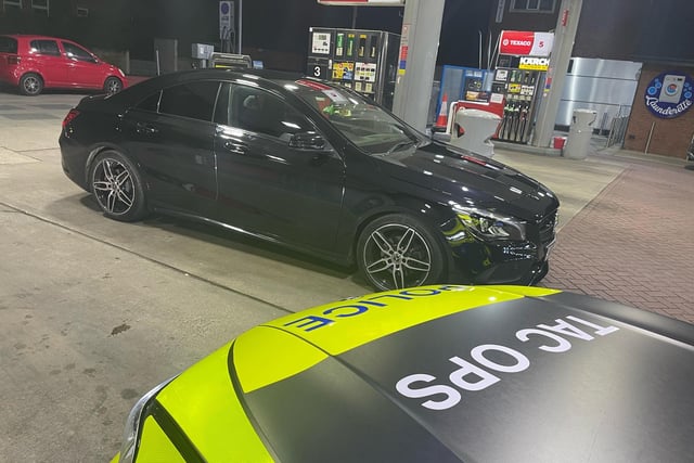 This Mercedes was stopped after it was seen travelling in excess of the speed limit on Garstang Road, Preston.
The driver attempted to prove he was insured by producing an old screenshot of a policy. Checks revealed he was no longer insured.