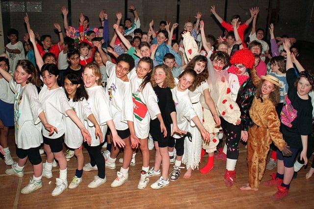 Pupils take part in a Popmobility class at Archbishop Temple) High School in 1992