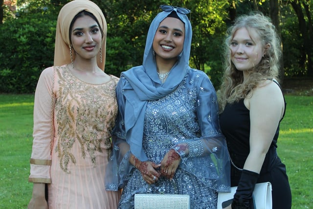 Sumaoya, Khadija and Natasha pose at the gazebo at Farington Lodge