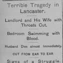 Newspaper cutting of sad tale of pub deaths in Lancaster in 1908. Picture courtesy of Steve Price.