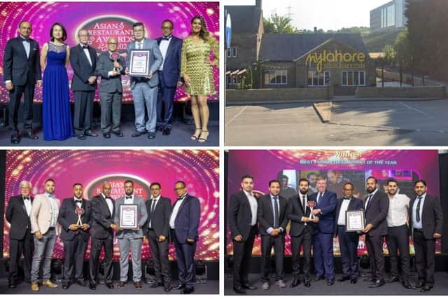 Clockwise from top left: The Zen Restaurant receiving their award; My Lahore venue then receiving award; Kebabish Original receiving their award.