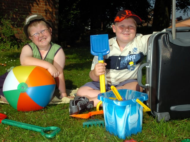 Brandon Roskell and Luke Flintoff are Greek Tourists at Fulwood and Cadley Primary School as they celebrate International Week in 2006