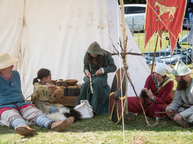 Heysham Viking Festival 2026 - whittling some wood at the festival.