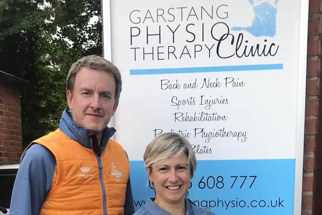 Simon and Lynley outside their physiotherapy clinic in Garstang