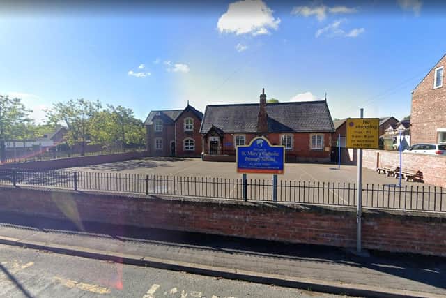 Children from St Mary's Catholic Primary School were more than an hour late for lessons.