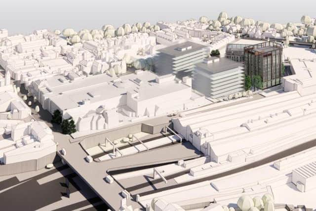 The first two phases of the proposed development would see regional government offices and general office space being built on the Fishergate Shopping Centre car park (image:  BDP)