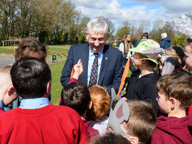 Sir Lindsay Hoyle with some of the school children
