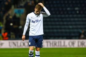 Preston North End's Liam Delap leaves the field dejected