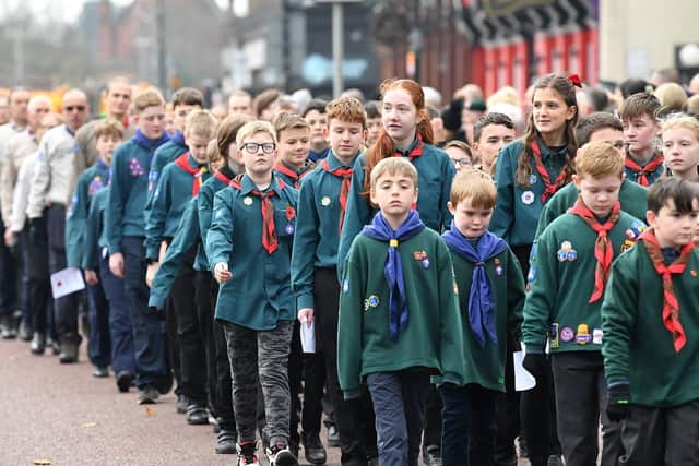 Members of the Scouts movement during the Remembrance Day Service