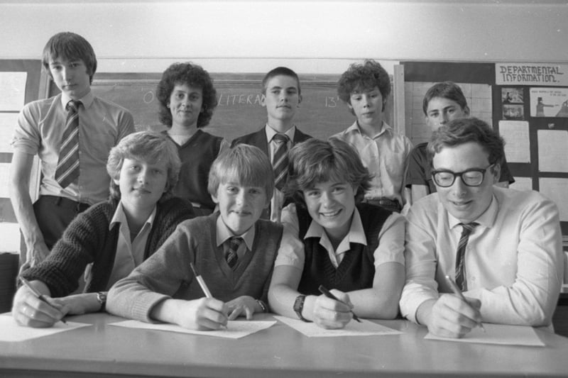 A recent Government report stated that too many teenagers leave school without being able to write intelligble messages. The Evening Post put this group of fourth formers at Walton-le-Dale High School, near Preston, to the test - they had to write a letter to Miss Marilyn Smith, training officer in the personnel department at Preston Council. Pictured are some of the participants: Julie Caldwell, Louise Plumbley, Michael Potter, Julian Knowles, Jill Rigby, Timothy Worsley, Paul Marshall, Eleanor Thorpe and Ian Roberts