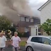 Firefighters used four breathing apparatus and two hose reels to put the fire out as Lancashire Police asked people to stay away from the area.