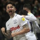 Preston North End's Sean Maguire celebrates scoring his sides third goal