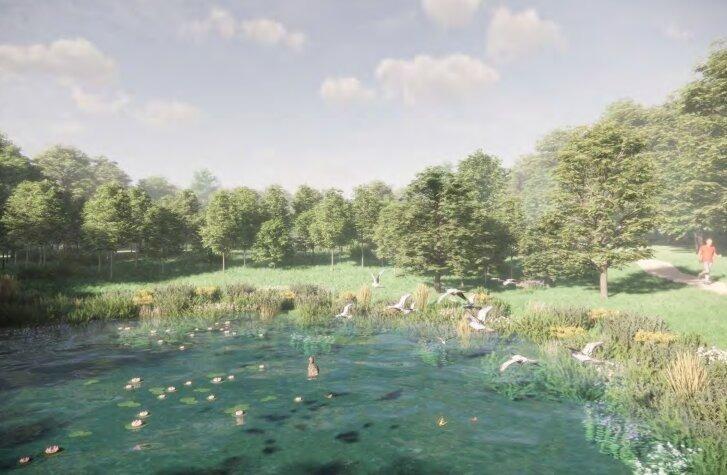 Existing ponds on the site will be improved and made into features as part of the holiday village plans (Image: FWP Limited, via Preston City Council planning portal )