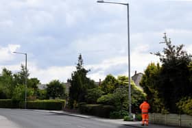 Photo Neil Cross; Lamp posts are tested along Cop Lane in Penwortham to allow bunting for the Queen's Jubilee