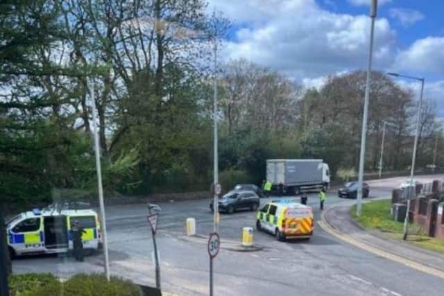 Police close to the Dunkenhalgh Hotel (Image: Marie Joanne Ashton)