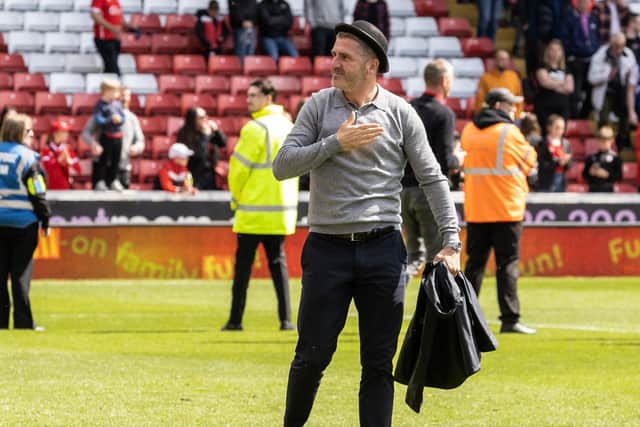 Preston North End' manager Ryan Lowe applauds the fans at the final whistle on Gentry Day against Barnsley