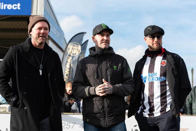 Boyzone on the pitch at Victory Park before a match in 2024. (Photo: Kelvin Lister-Stuttard)