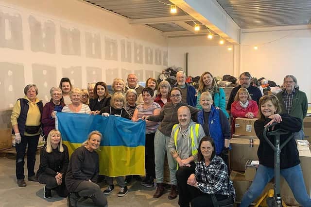 Some of the many Chorley and District volunteers helping Ukraine including Stuart Clewlow (yellow vest)