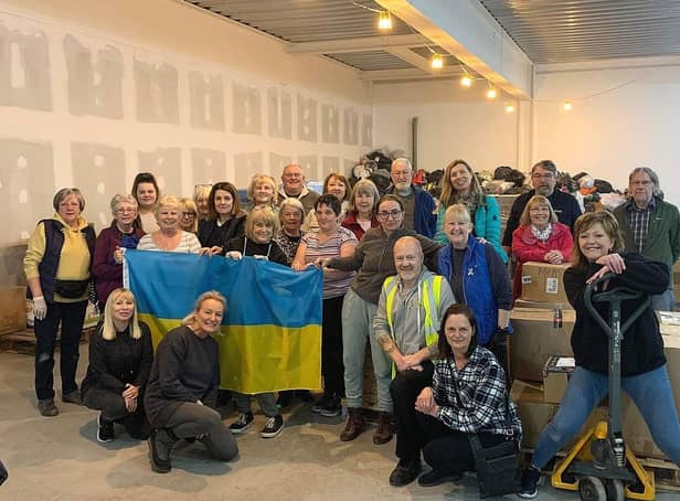 Some of the many Chorley and District volunteers helping Ukraine including Stuart Clewlow (yellow vest)