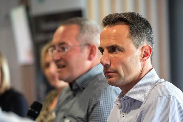 Peter Caney (foreground) Head of Early Careers and Skills at BAE Systems at the Lancashire Careers Hub Annual Conference 2022