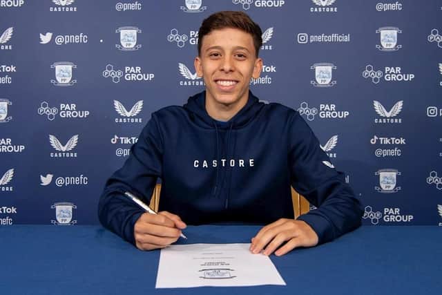 Young PNE striker Felipe Rodriguez-Gentile has signed a scholarship. Credit: PNEFC/Ian Robinson