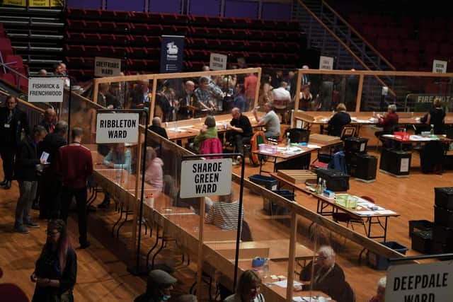 The vote count for the Preston City Council elections at the Guild Hall in May this year
