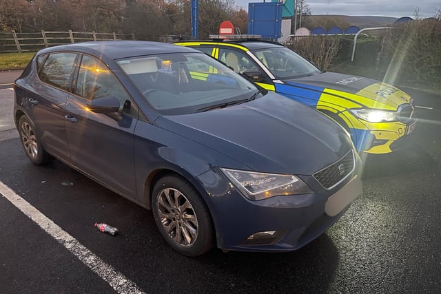 This Seat Leon failed to notice a police patrol car behind them for several miles on the M6  as they travelled in excess of the speed limit.
The driver was stopped at Forton Services, Lancaster and reported.