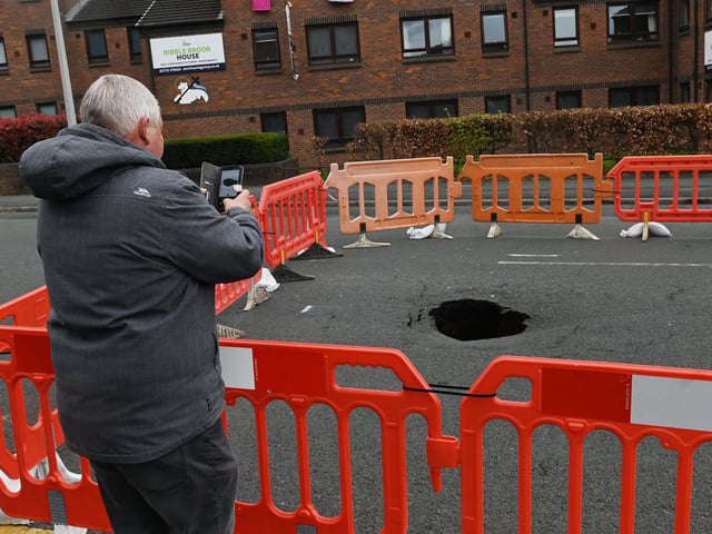 A sinkhole on Moor Lane, Preston.