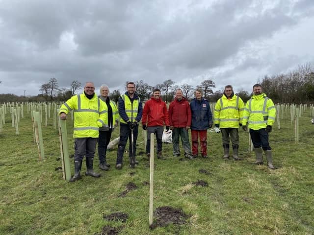 Volunteers from United Utilities joined a Ribble Rivers Trust tree planting session at Lower Gill, near Tosside in the Forest of Bowland, to support the creation of a new woodland area.