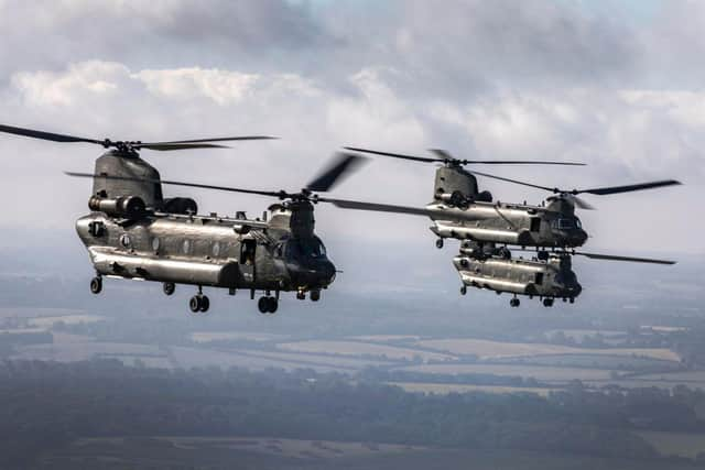 The RAF said student pilots are conducting training exercises in the helicopters over Lancashire this week. Copyright: UK MOD © Crown copyright 2020