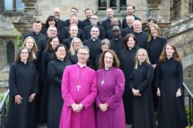 Bishop Philip and Bishop Jill with the 27 ordinands while on retreat at Whalley Abbey