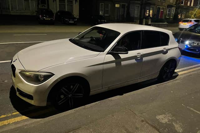 The driver of this BMW was spotted driving erratically in Garstang Road in Preston. The driver smelt strongly of cannabis and failed a roadside drug wipe, said police