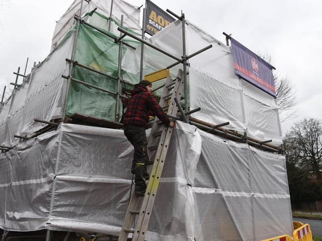 The structure is currently protected from the elements
