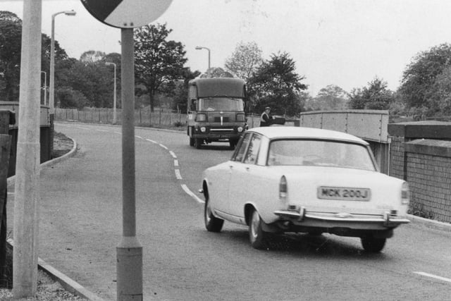 A road widening scheme was carried out on Lightfoot Lane, Fulwood in 1972, and a footbridge was built alongside so that people would not have to walk on the busy road