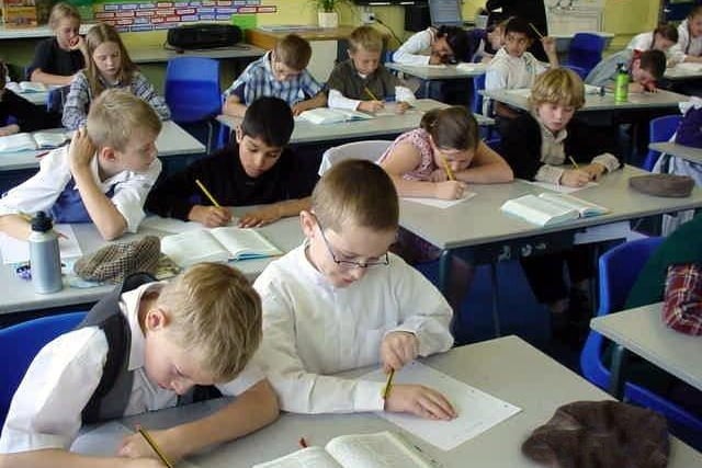 Pupils at Queens Drive Primary school hard at work