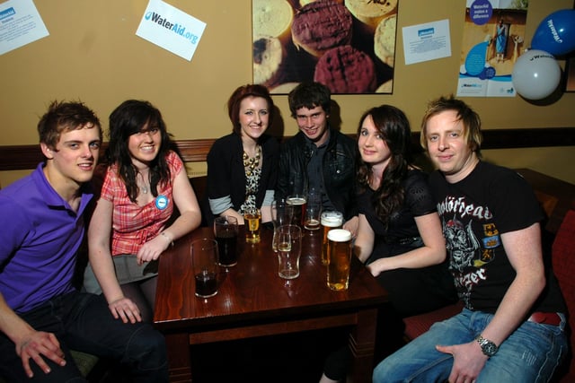 From left, Josh Hoyle, Laura Hughes, Rosie Ibison, Mike Hughes, Julie Hughes and Jamie Smith from Goosnargh - all out for the Water Aid gig