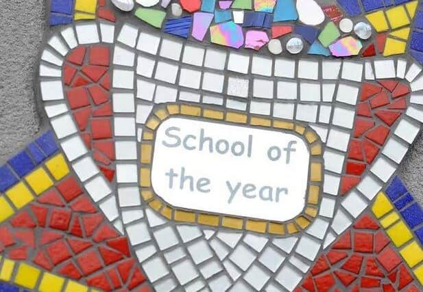 Pupils at Eldon Primary made a mosaic marking some of the school's achievements