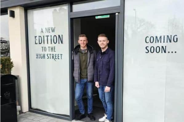 Liam and Ellis at the unit which will become their new bar in Liverpool Road.