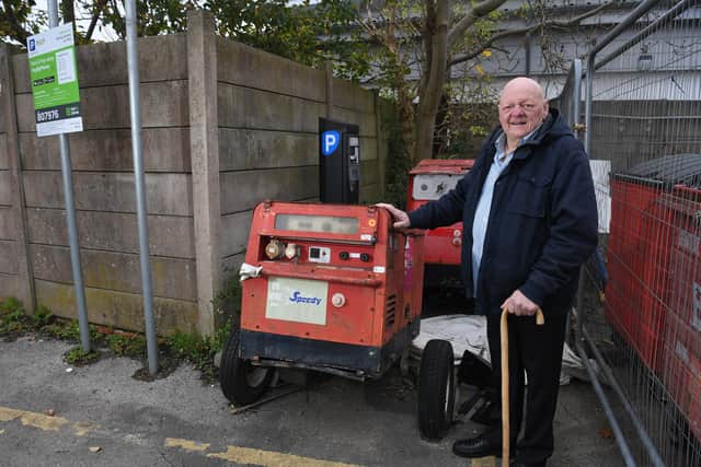 Photo Neil Cross; Bernard received a parking fine after being unable to pay due to an obstacle blocking the car park pay machine