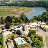 Historic Pentillie Castle on River Tamar in the Cornish countryside