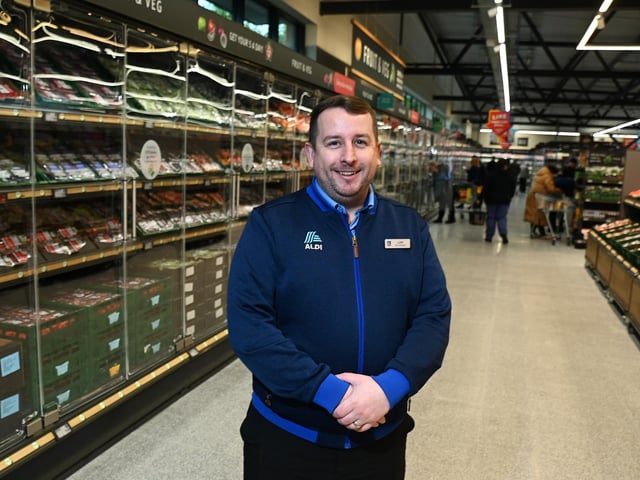 Store manager Liam Morris inside the new supermarket