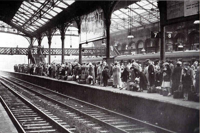 In today’s Looking Back, passengers wait on Platform 7 at Preston Railway Station at the start of Preston Holiday Week on July 21, 1957.
