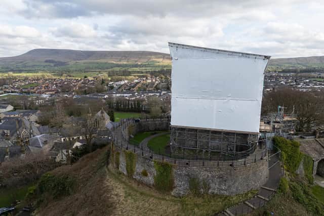 Police have issued a warning after reports of youths climbing scaffolding surrounding Clitheroe Castle’s historic keep